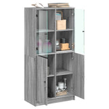 Highboard with Doors Grey Sonoma 68x37x142 cm Engineered Wood 3295869