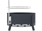 Portable Fire, 58 cm Round Firepit with Grill Grate, Fire Bowl with Ash Catcher and Poker, Fire T3398P377726