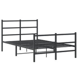 Metal Bed Frame without Mattress with Footboard Black 120x190cm 355380