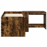 Kids'High Bed Frame with Desk 2 pcs Smoked Oak Engineered Wood 3423466