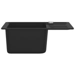 ZNTS Granite Kitchen Sink Single Basin Black 142952