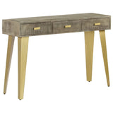 Console Table Solid Mango Wood Grey with Brass 110x35x76 cm 246682