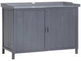 Garden Storage Cabinet, Outdoor Tool Shed, Potting Bench Table with Galvanized Top and Two Shelves T3398P377603