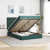 Ottoman Bed with Mattresses Dark Green 140x200cm Velvet 3313478