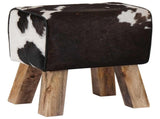 Bench 40 x 30 x 45 cm Real Leather Black and White 42042102