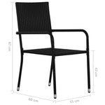 ZNTS Garden Dining Chairs 2 pcs Stackable Black Poly Rattan 318718