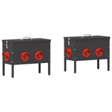 Chicken Feeder 2 pcs Black 41.5 x 20.5 x 33 cm 879987