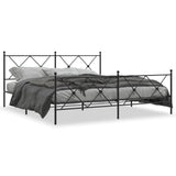 Metal Bed Frame without Mattress with Footboard Black 183x213cm 376525