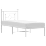 Metal Bed Frame without Mattress with Headboard White 75x190cm 374378