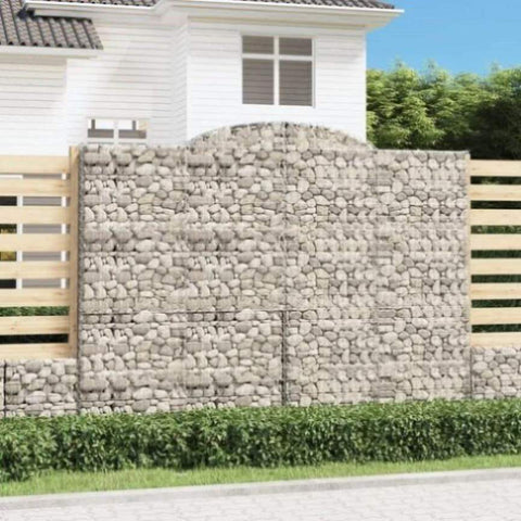 Arched Gabion Baskets 3 pcs 300x30x220/240 cm Galvanised Iron 3146630