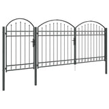 Garden Fence Gate with Arched Top Grey 400 x 100 cm Steel 42008955