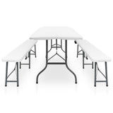 Garden Dining Set White and black Steel with powder coat, HDPE 48833