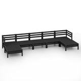 7 Piece Garden Lounge Set Black Solid Wood Pine 3083348