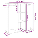Wardrobe with Wheels Concrete Grey 102x38x110 cm Engineered Wood 848034