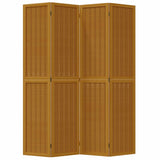 Room Divider 4 Panels Brown Solid Wood Paulownia 358819