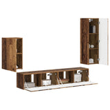 TV Cabinet Set Wall-mounted 4 pcs Old Wood Engineered Wood 3409013
