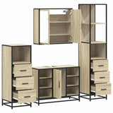 ZNTS 4 Piece Bathroom Furniture Set Sonoma Oak Engineered Wood 3301271