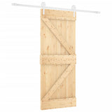 Sliding Door with Hardware Set 80x210 cm Solid Wood Pine 3203213