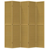 Room Divider 5 Panels Brown Solid Wood Paulownia 358824