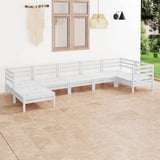 7 Piece Garden Lounge Set Solid Wood Pine White 3082965