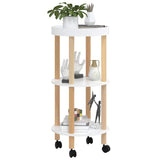 3-tier Trolley White 38x38x82 cm Engineered Wood&Solid Wood Pine 345600