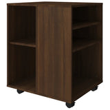 Rolling Cabinet Brown Oak Engineered Wood Medium Rollable 815971