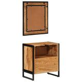 2 Piece Bathroom Furniture Set Iron and Solid Wood Acacia 3217119
