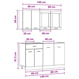 Kitchen Unit Lyon 4 pcs Concrete Grey Engineered Wood 3445847