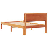 Bed Frame with Headboard Wax Brown 90 x 200 cm Solid Pine Wood 872838