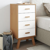 ZNTS Bedside Cabinet OLDEN White and Brown Solid Wood Pine 358587