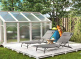 Set of Two Adjustable Back Sun Loungers - Grey T3398P320086