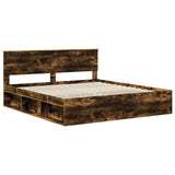 Bed Frame Smoked Oak 180 x 200 cm Solid Pine Wood 3410568