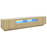 TV Cabinet with LED Lights Sonoma Oak 200x35x40 cm 3081909