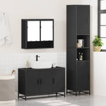 ZNTS 3 Piece Bathroom Furniture Set Black Engineered Wood 3301100