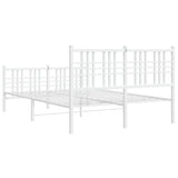 Metal Bed Frame without Mattress with Footboard White 120x200cm 376389