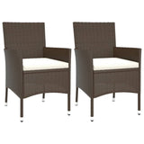 Garden Chairs with Cushions 2 pcs Brown Poly Rattan 362518