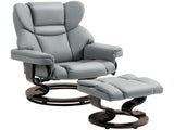 360&deg Swivel Recliner Chair with Footstool, PU Leather Manual Recliner Armchair with Solid Wood T3398P343500