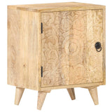 ZNTS Carved Bedside Cabinet 40x30x50 cm Solid Mango Wood 320232