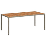Garden Table 190x90x75 cm Poly Rattan and Acacia Wood Grey 316723