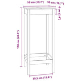 Bar Table White 50x50x110 cm Solid Wood Pine 833264