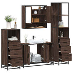 ZNTS 4 Piece Bathroom Furniture Set Brown Oak Engineered Wood 3301284