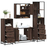 ZNTS 4 Piece Bathroom Furniture Set Brown Oak Engineered Wood 3301284