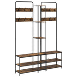 Coat Stand with Shoes Bench Smoked Oak 143 x 30 x 199.5 cm 8012046