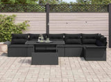 Garden Sofa Set with Cushion 7 pcs Black Poly rattan 3348299