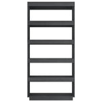 Book Cabinet/Room Divider Grey 80x35x167 cm Solid Pinewood 810896