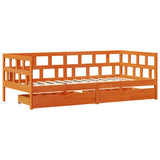 Daybed with Drawers without Mattress Wax Brown 90x200 cm Solid Wood 3302089