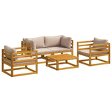 5 Piece Garden Lounge Set Modular Natural Solid Acacia Wood 3417223