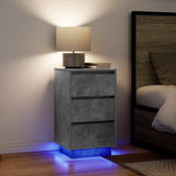 Bedside Cabinet with LED Lights Concrete Grey 38x34x65 cm 861304