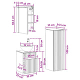 Bathroom Furniture Set 4 pcs Smoked Oak 3407475