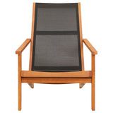 Garden Chair Black and Natural Wood Solid eucalyptus wood, Textilene 48699